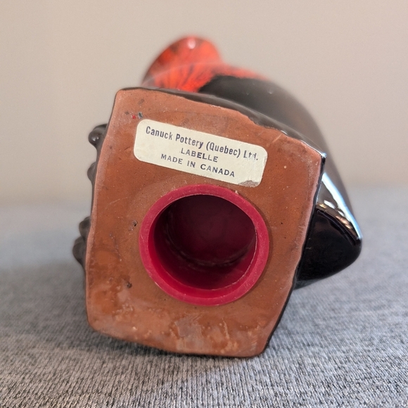 Canuck Pottery, Orange/Red and Black Owl Bank, Evangeline Glaze - Picture 6 of 6